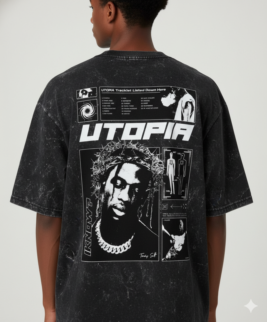UTOPIA - Acid Washed Oversized Tee